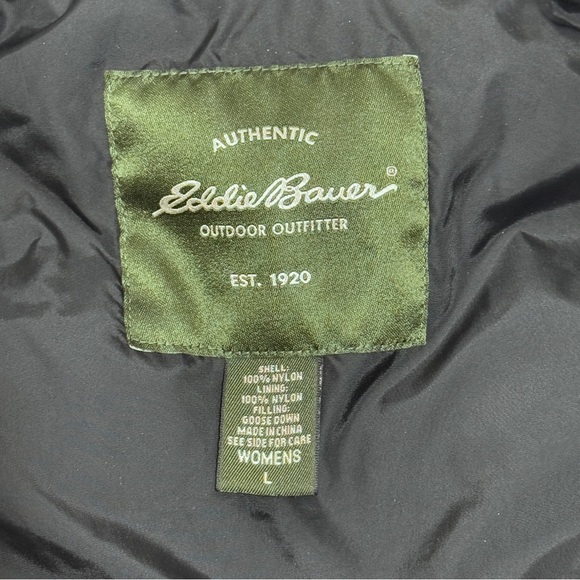 Eddie Bauer Black Nylon Goose Down Puffer Vest Size Large - Picture 6 of 8